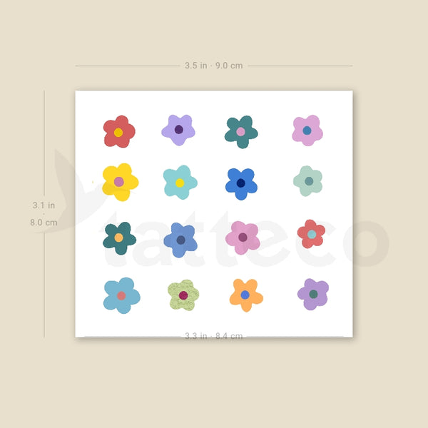 Little Flower Collection By Ann Lilya Temporary Tattoo - Set of 3