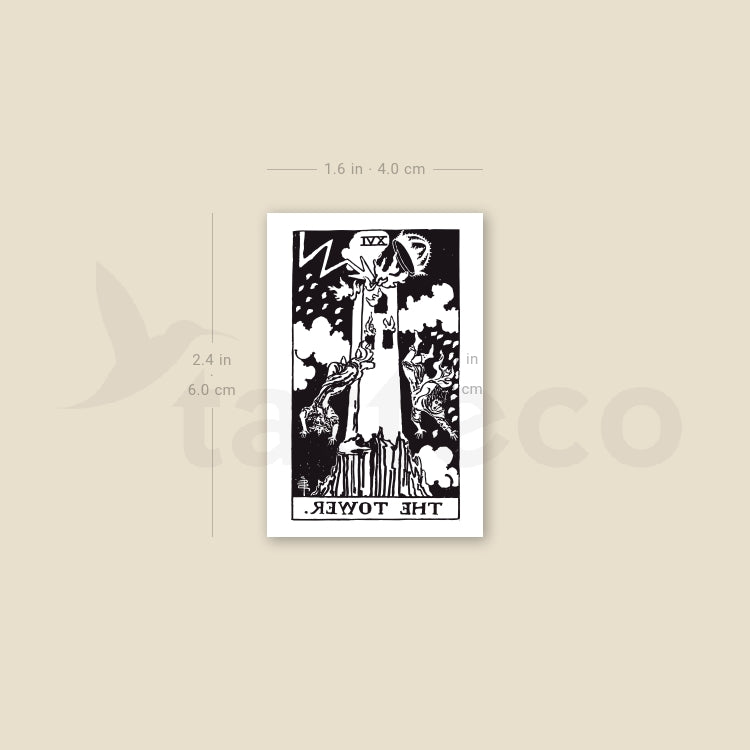 The Tower Tarot Card Temporary Tattoo - Set of 3