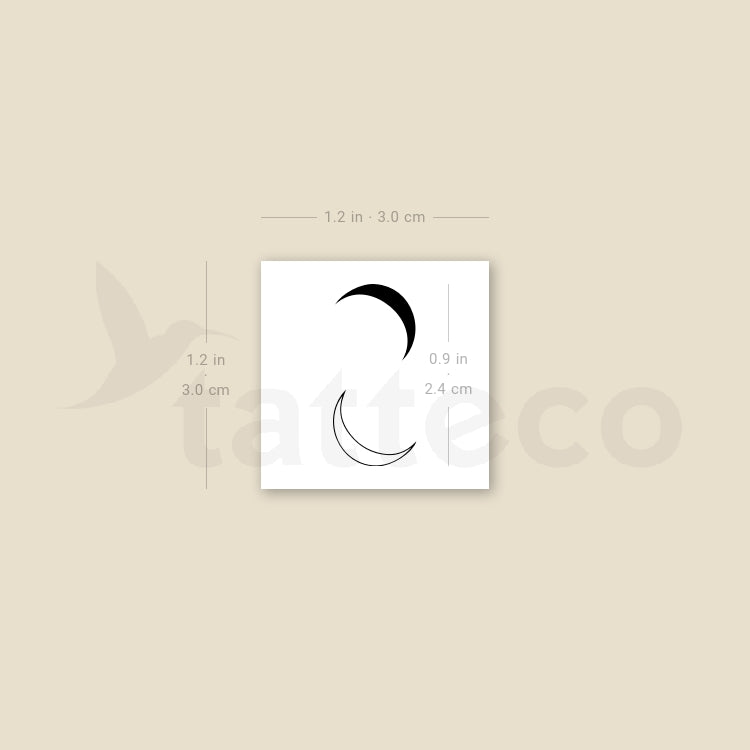 Small Moon Couple Temporary Tattoo - Set of 3