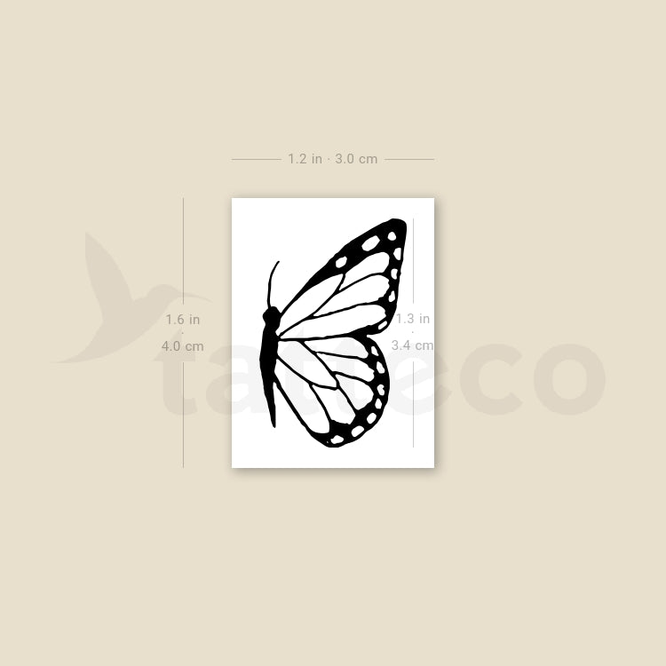 Hand Drawn Half Butterfly Temporary Tattoo - Set of 3