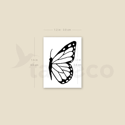 Tatuaje temporal de media mariposa dibujada a mano (juego de 3)