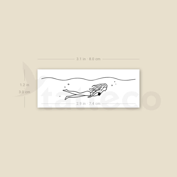 Swimming Underwater Temporary Tattoo - Set of 3