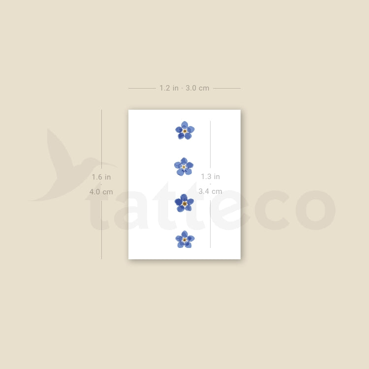 Four Forget-me-not Flowers Temporary Tattoo - Set of 3