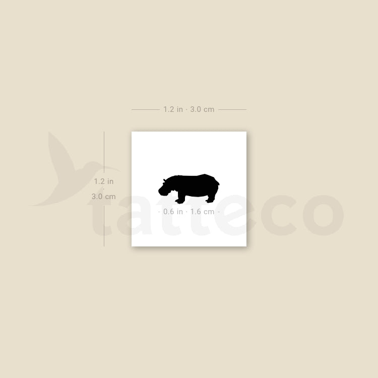 Hippopotamus Temporary Tattoo - Set of 3