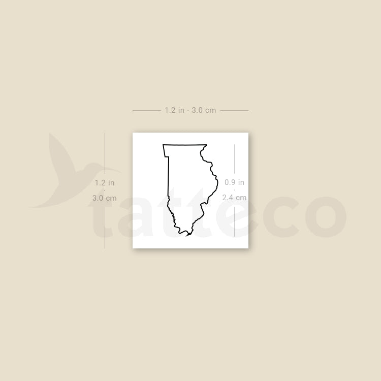 Illinois Map Outline Temporary Tattoo - Set of 3