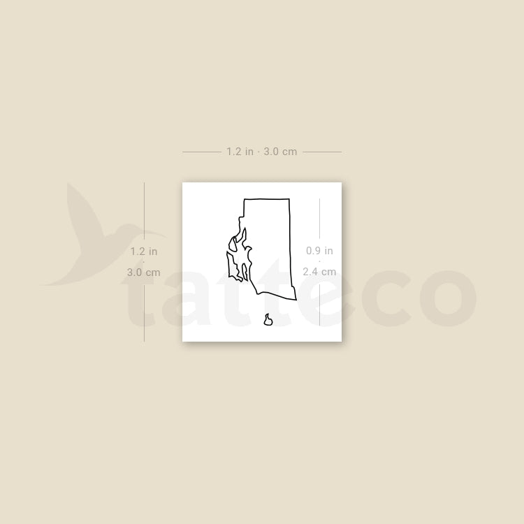 Rhode Island Map Outline Temporary Tattoo - Set of 3