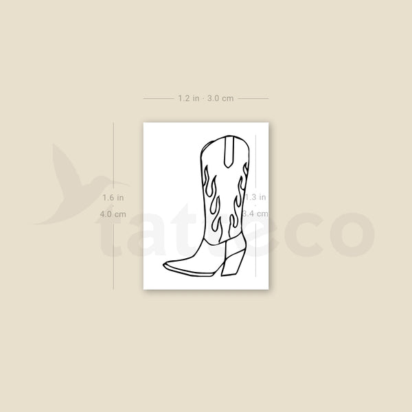 Fire Cowboy Boot Temporary Tattoo - Set of 3