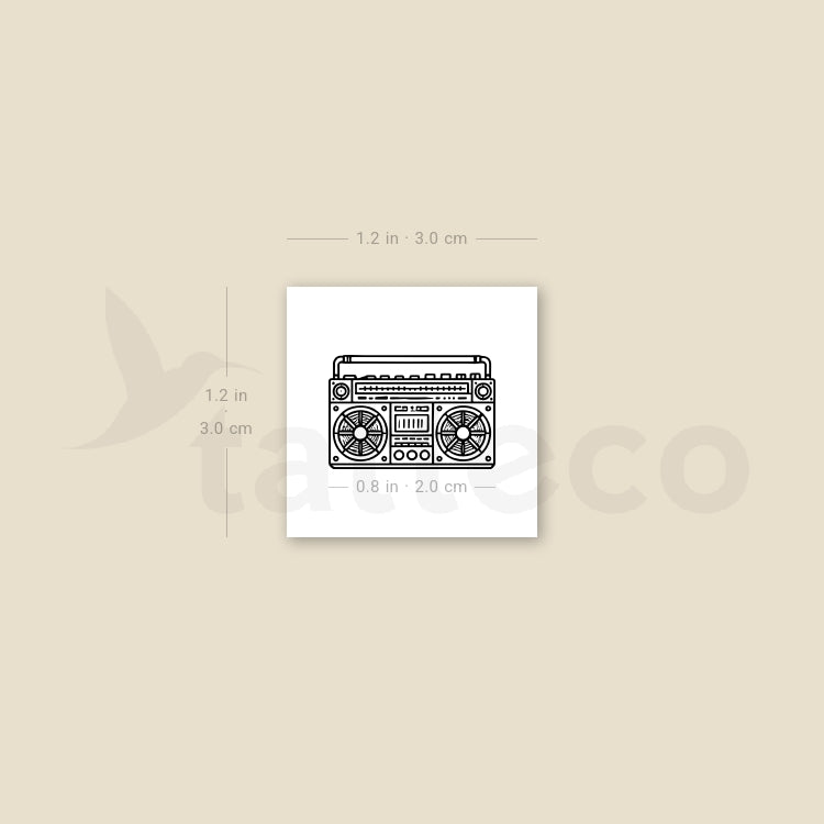 Boom Box Temporary Tattoo - Set of 3