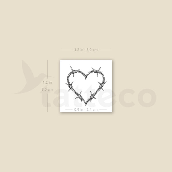 Heart Shaped Barbed Wire Temporary Tattoo - Set of 3