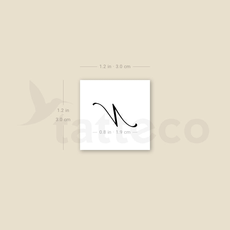 Letter N Script Temporary Tattoo - Set of 3