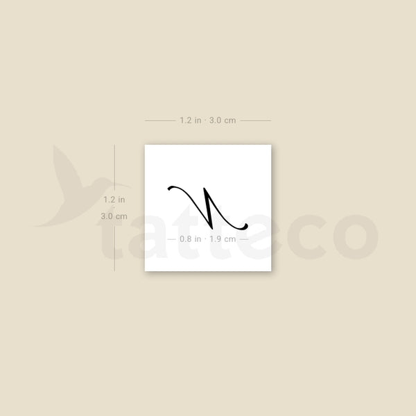Letter N Script Temporary Tattoo - Set of 3