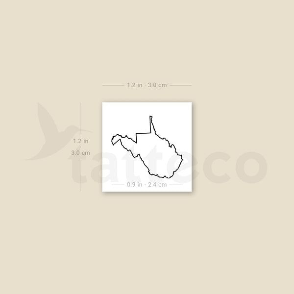 West Virginia Map Outline Temporary Tattoo - Set of 3