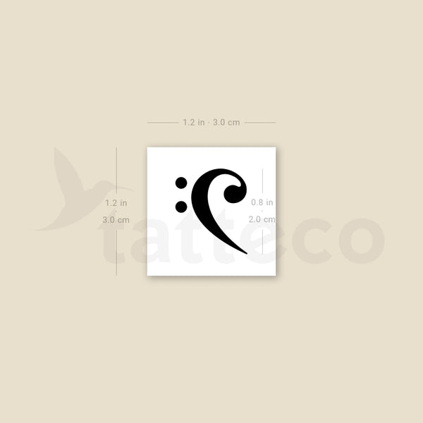 Small Bass Clef Temporary Tattoo - Set of 3