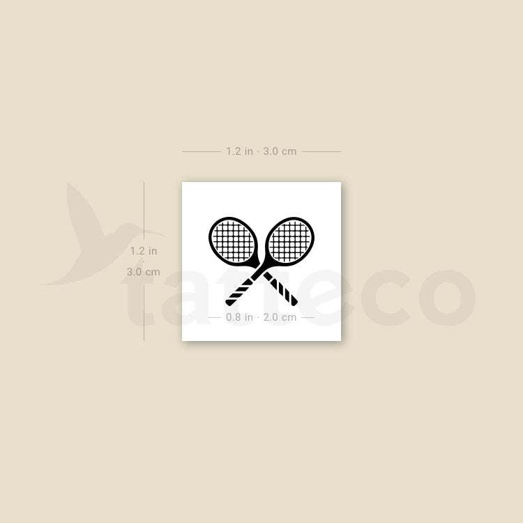 Tennis Racquets Temporary Tattoo - Set of 3