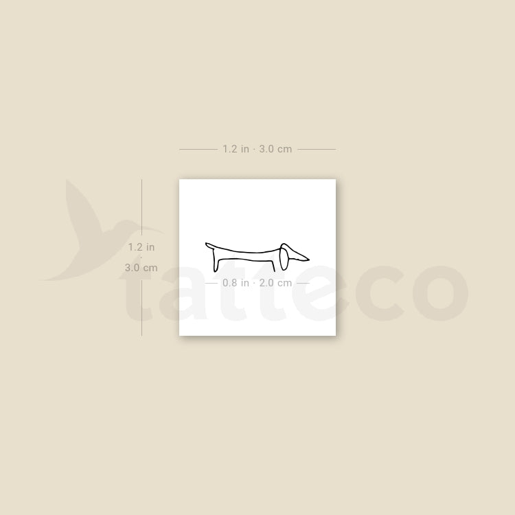 One Line Dachshund Temporary Tattoo - Set of 3