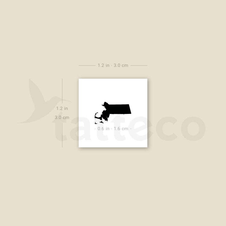 Tatuaje temporal del mapa de Massachusetts (juego de 3)