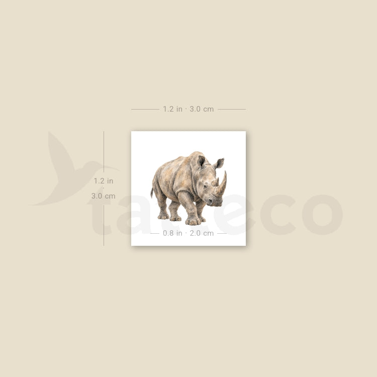 Watercolor Rhino Temporary Tattoo - Set of 3