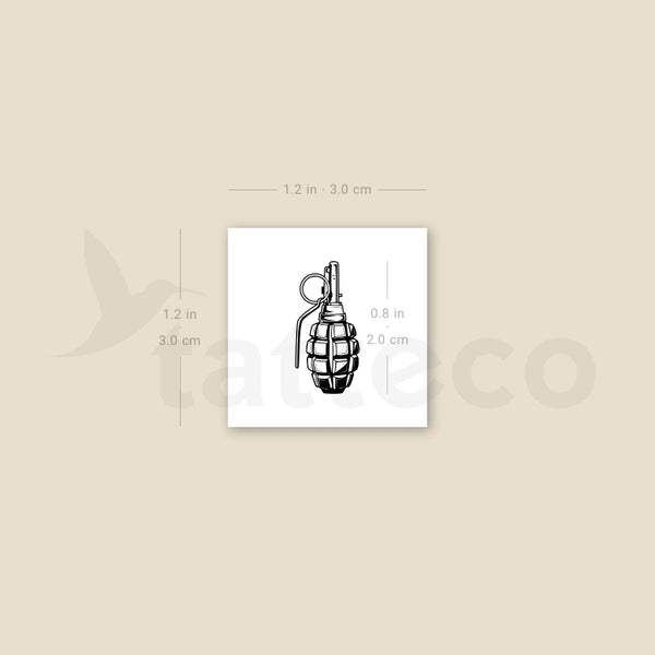 Grenade Temporary Tattoo - Set of 3