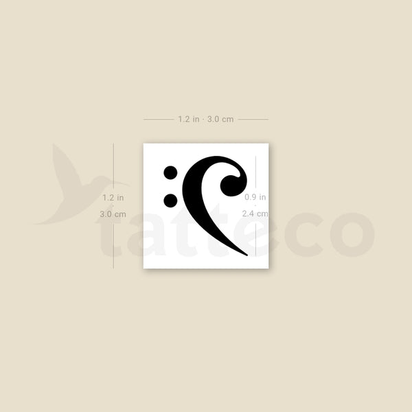 Bass Clef Temporary Tattoo - Set of 3