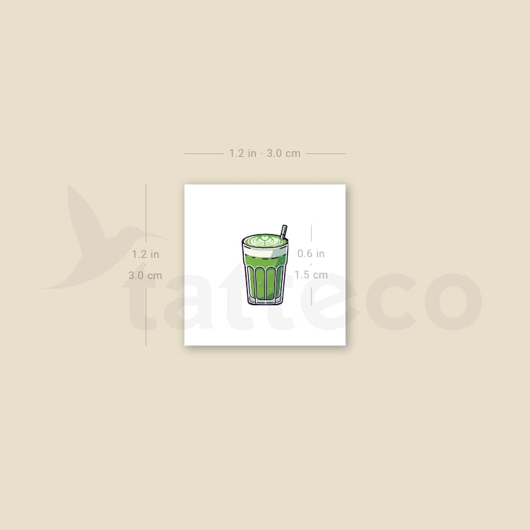 Tiny Matcha Latte Temporary Tattoo - Set of 3