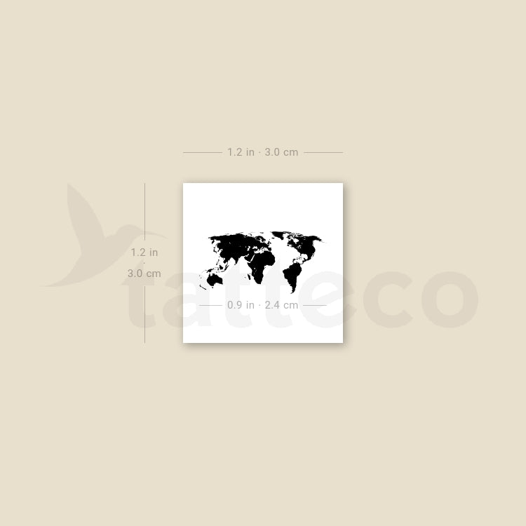 Little World Map Temporary Tattoo - Set of 3