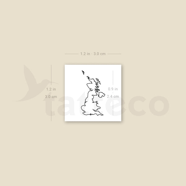 United Kingdom Map Temporary Tattoo - Set of 3