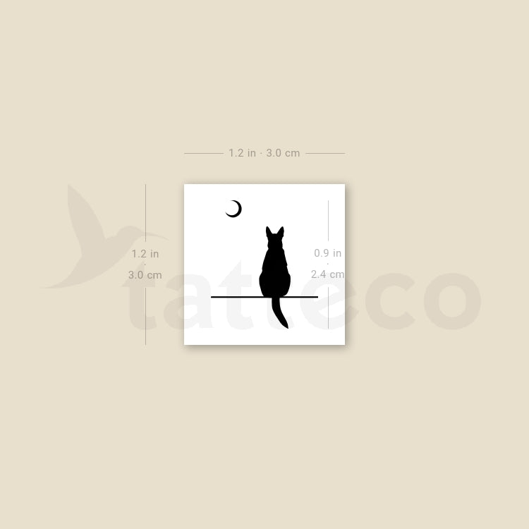 Dog And Moon Temporary Tattoo - Set of 3