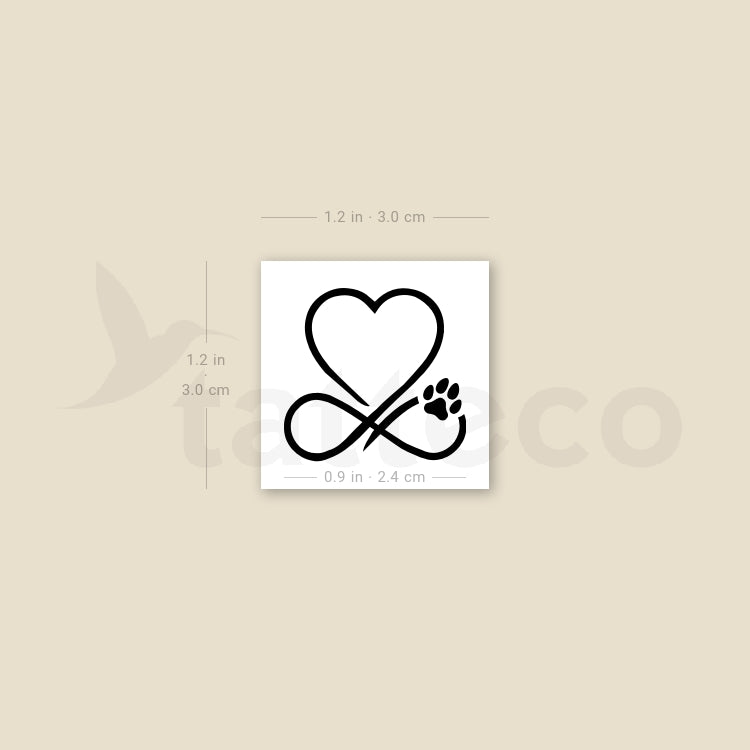 Infinity Heart And Dog Paw Print Temporary Tattoo - Set of 3