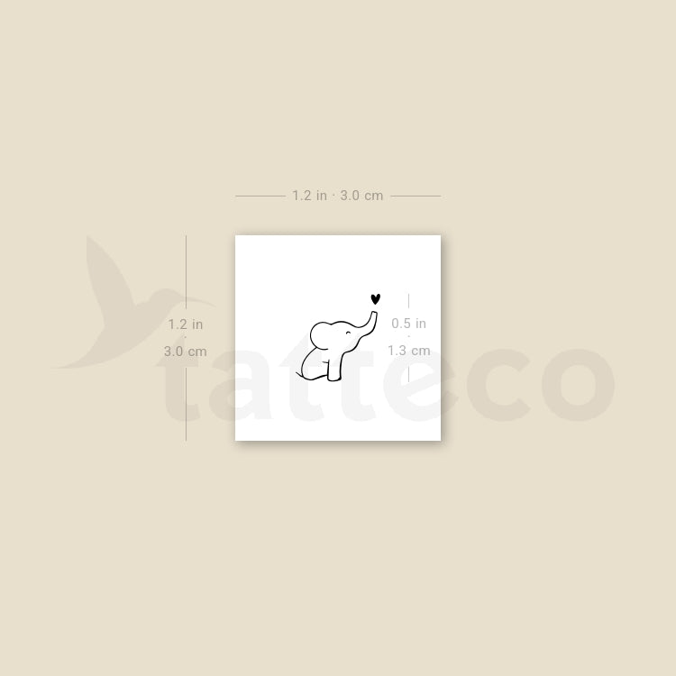 Little Baby Elephant Temporary Tattoo - Set of 3