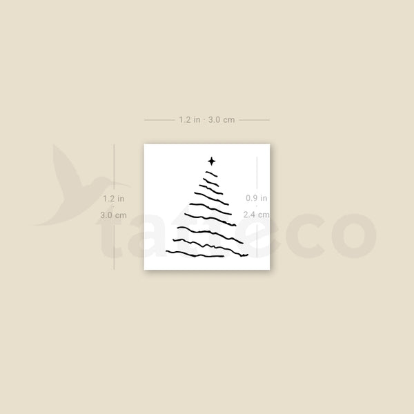 Fine Line Christmas Tree Temporary Tattoo - Set of 3