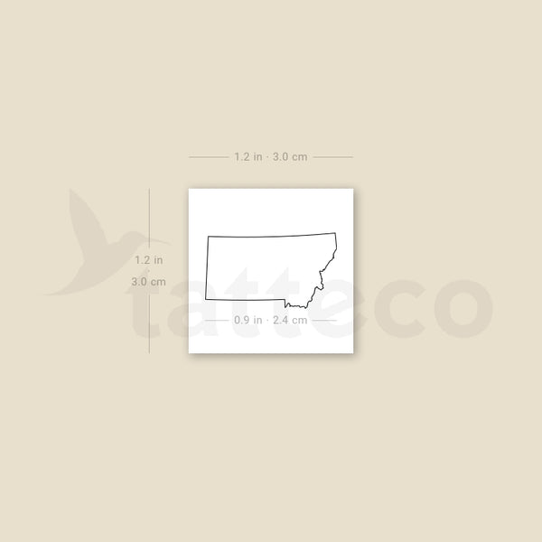 Montana Map Outline Temporary Tattoo - Set of 3