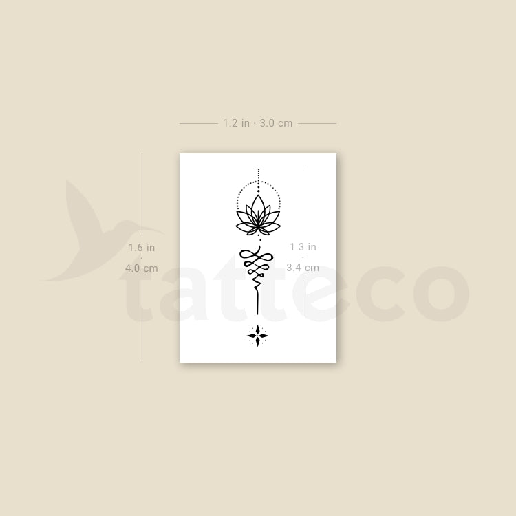 Lotus Unalome Ornament Temporary Tattoo - Set of 3