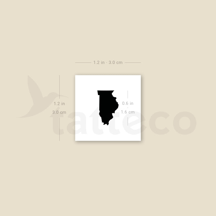 Illinois Map Temporary Tattoo - Set of 3