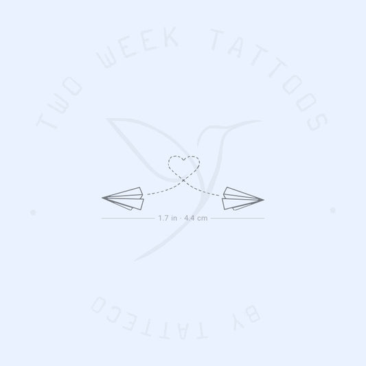Tatuaje semipermanente de dos aviones de papel volando (juego de 2)