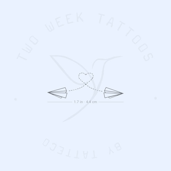Two Paper Airplane Flying Semi-Permanent Tattoo - Set of 2