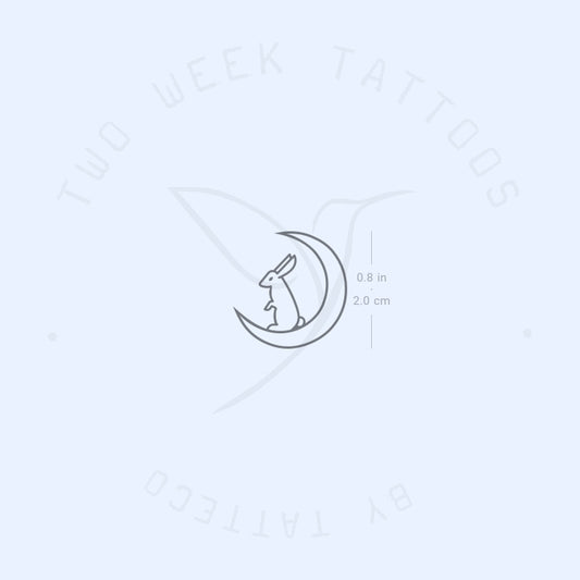 Moon And Rabbit Semi-Permanent Tattoo - Set of 2
