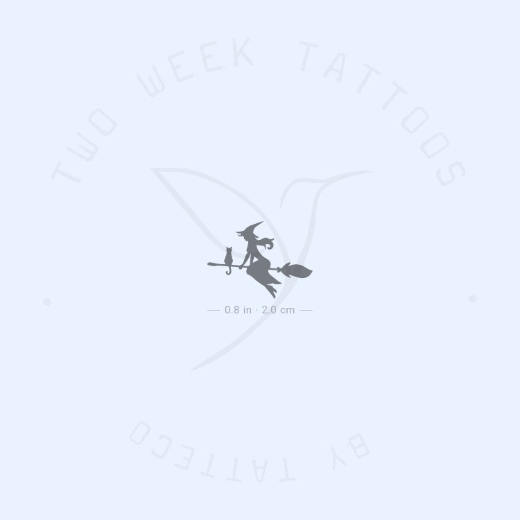 Tatuaje semipermanente de bruja voladora (juego de 2)