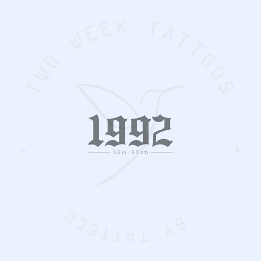 Tatuaje semipermanente gótico del año de nacimiento 1992 (juego de 2)
