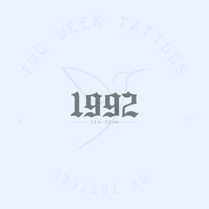 Gothic 1992 Birth Year Semi-Permanent Tattoo - Set of 2