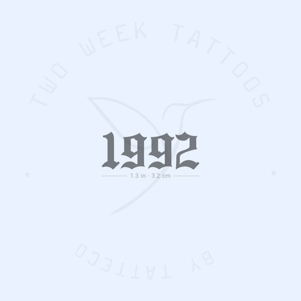 Gothic 1992 Birth Year Semi-Permanent Tattoo - Set of 2