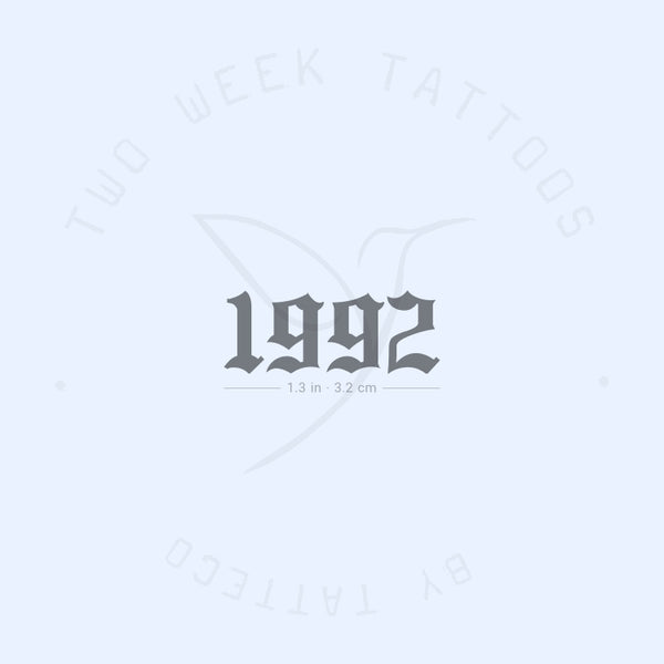 Gothic 1992 Birth Year Semi-Permanent Tattoo - Set of 2