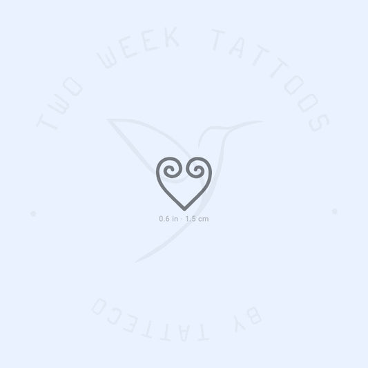 Tatuaje semipermanente de corazón de Sankofa (juego de 2)