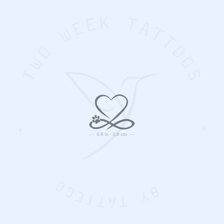 Paw Print Infinity Heart Semi-Permanent Tattoo - Set of 2