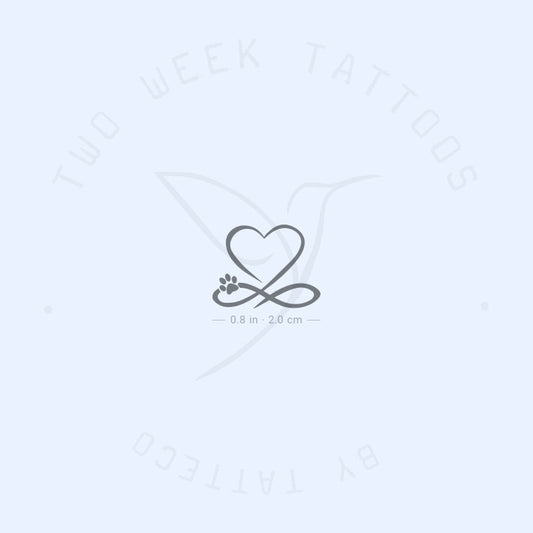 Paw Print Infinity Heart Semi-Permanent Tattoo - Set of 2