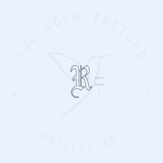 Tatuaje semipermanente de contorno gótico R - Juego de 2