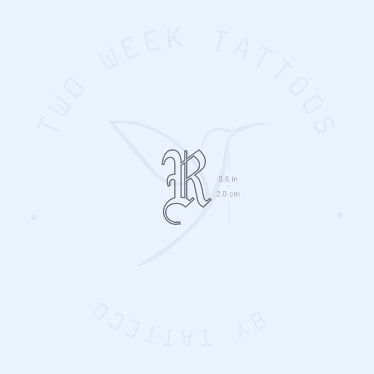 R Gothic Outline Semi-Permanent Tattoo - Set of 2