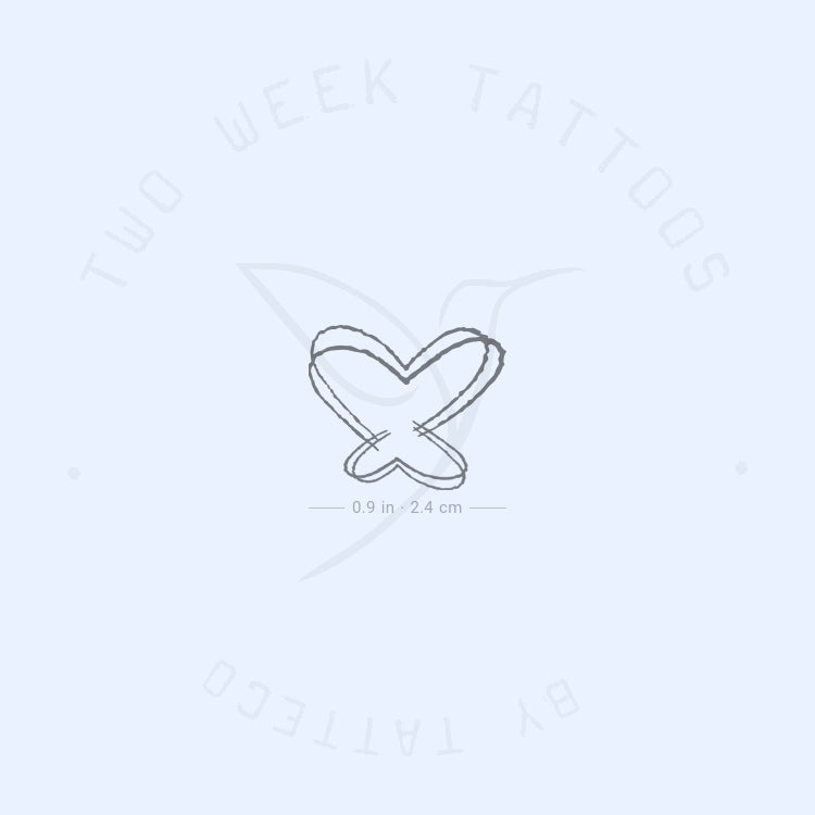 Double Heart Butterfly Semi-Permanent Tattoo - Set of 2