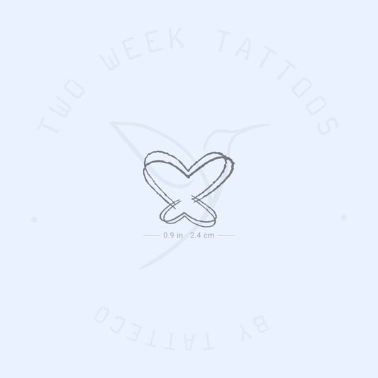 Double Heart Butterfly Semi-Permanent Tattoo - Set of 2