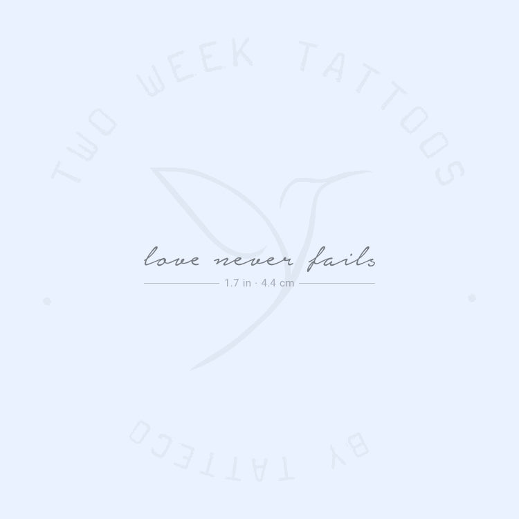 Love Never Fails Semi-Permanent Tattoo - Set of 2