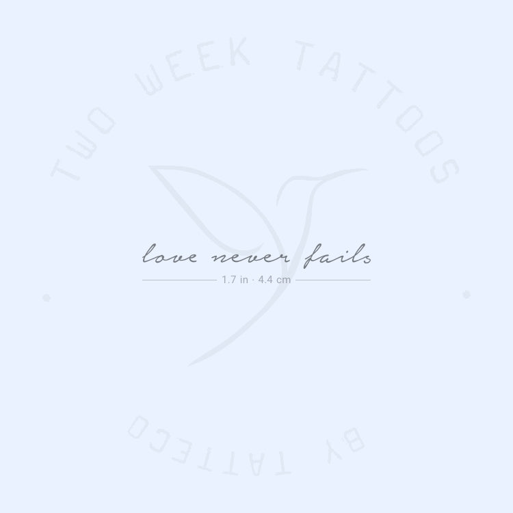 Love Never Fails Semi-Permanent Tattoo - Set of 2